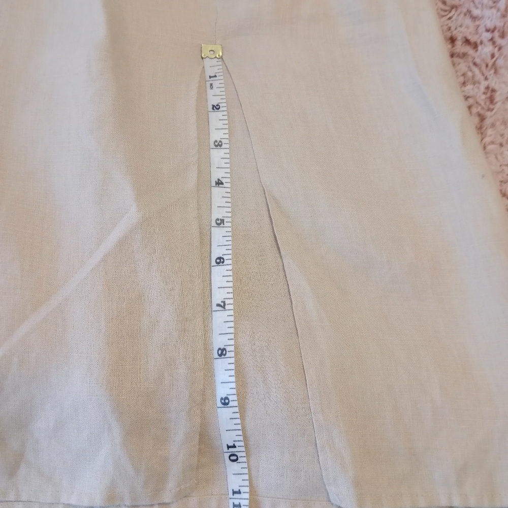 RACHEL ZOE Oxford Tan Linen Strappy Side Slit Midi Dress - Picture 12 of 12